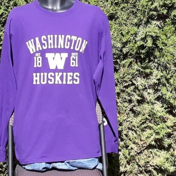 Washington Huskies Long Sleeve Purple Tee XL - Picture 2 of 13